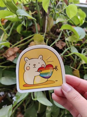 Hamster with a heart sticker